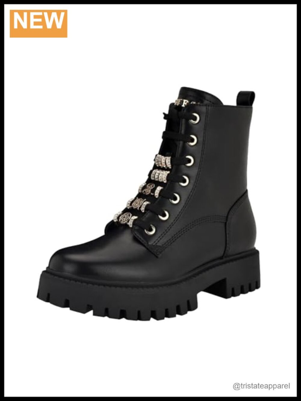 Faux Leather Ankle Boot with Gold Charm Hardware